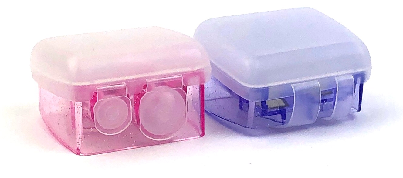 the CRÈME shop 2 Pc Dual Sized Pencil Sharpeners ~ Pink & Purple Glitter