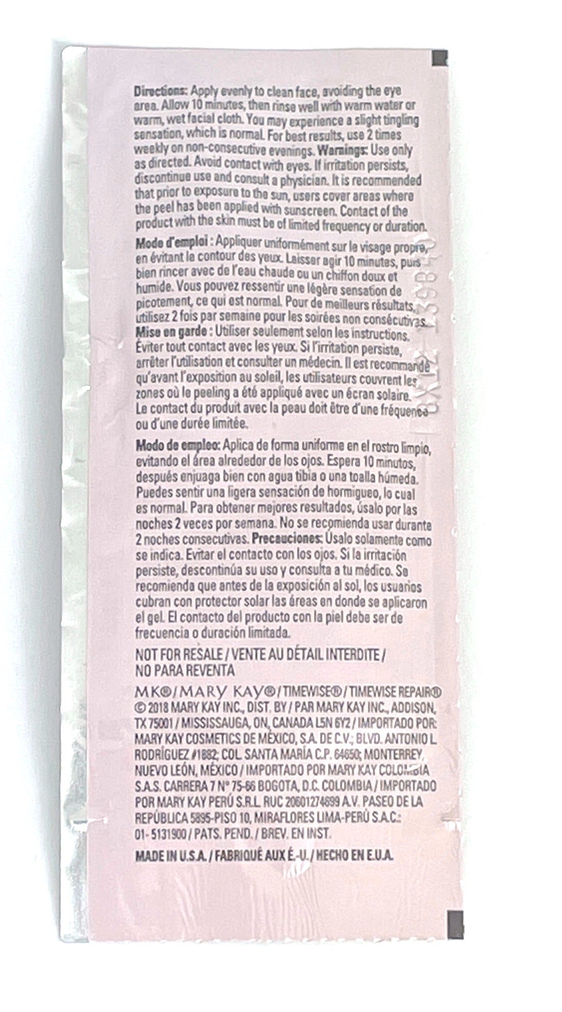 Mary Kay Revealing Radiance Facial Peel ~ Timewise Repair Sample