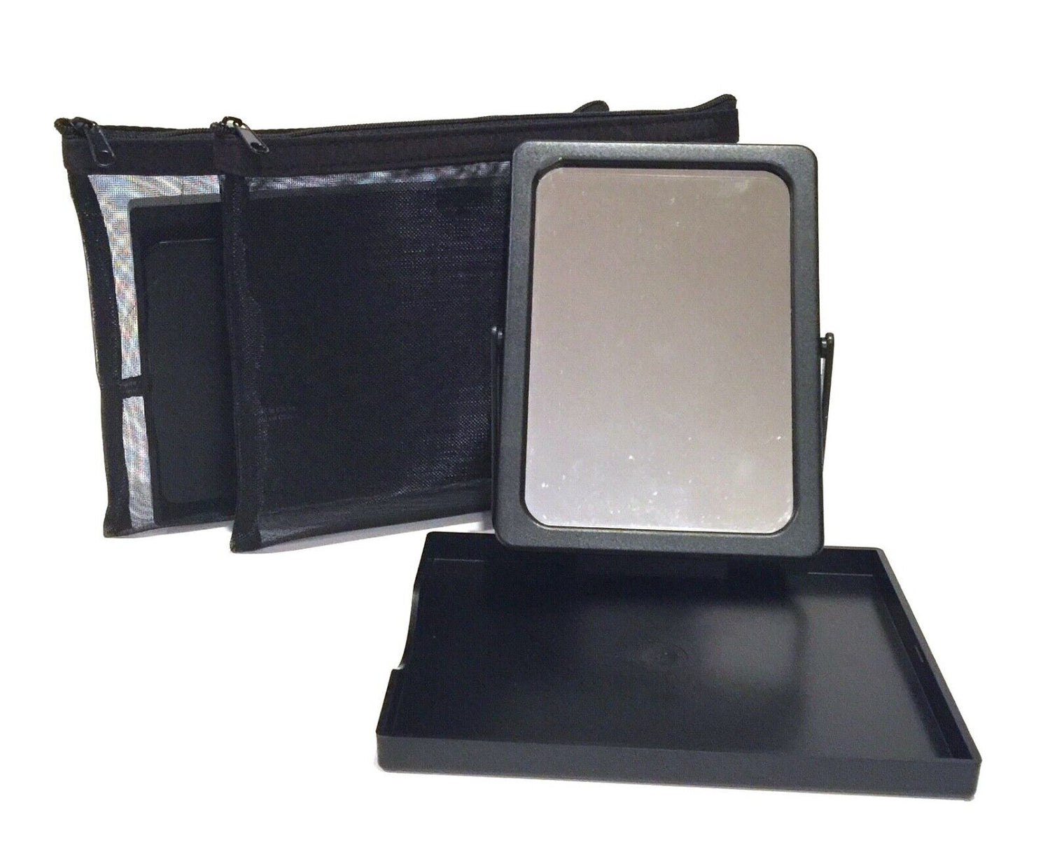 Face Mirror with Base Tray and Mesh Bag ~ Set of 4