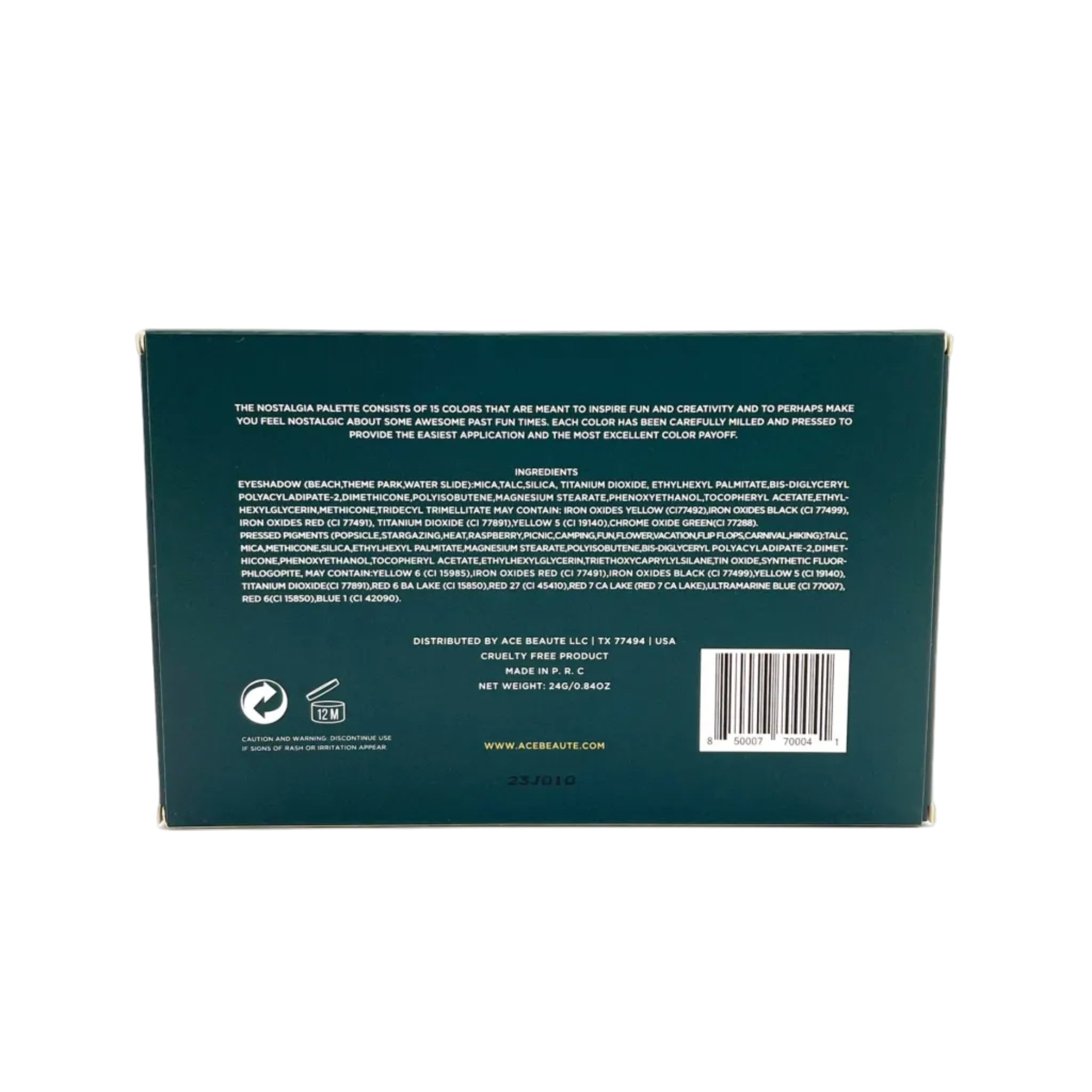Ace Beaute Nostalgia Eye Shadow Palette (Discontinued)