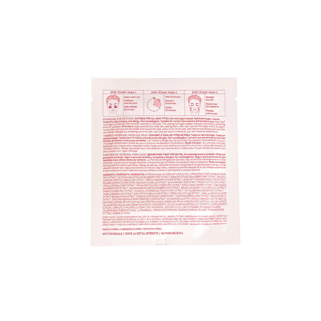 Mary Kay Hydrogel Eye Patches ~ 1 Pair ~ Sample